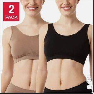 Layer Zero by 32 Degrees Bra Set Black Tan 2-Pack Seamless Wireless Stretch